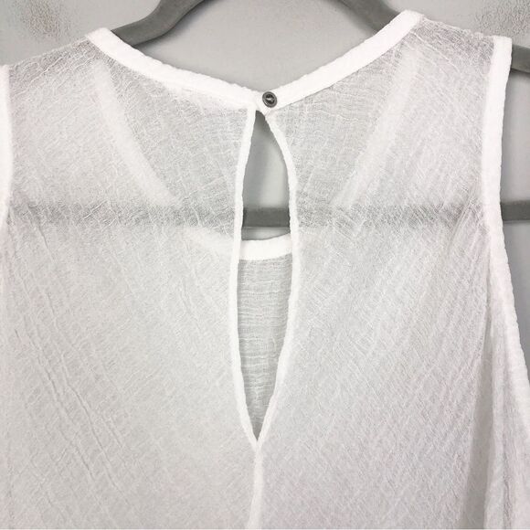 HELMUT LANG | White Sheer Tracetate Sleeveless Top Keyhole Back Women’s Size L - Picture 7 of 9
